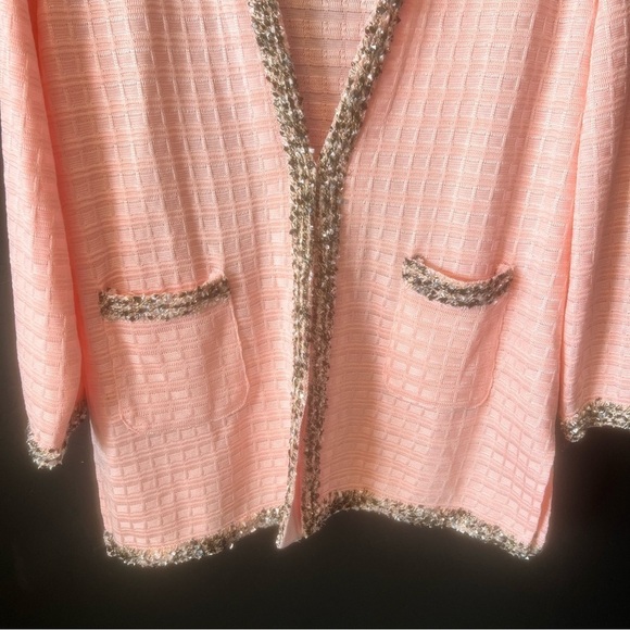 MISOOK Women's Pink Black Trim knit Cardigan Jacket Size M - Picture 4 of 11